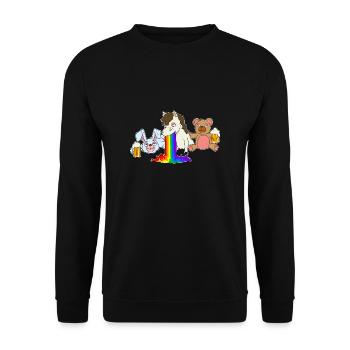 Rainbow Pferd Bär Hase Junggesellenabschied Bier - Unisex Pullover - Schwarz - Vorne - Alina (178cm) & Michal (187cm)