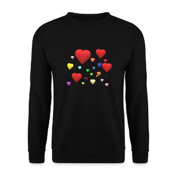 Many colorful hearts - Unisex Sweatshirt - black - Front - Alina (178cm) & Michal (187cm)