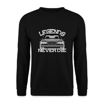 W124 legends never die - Unisex Sweatshirt - black - Front - Alina (178cm) & Michal (187cm)