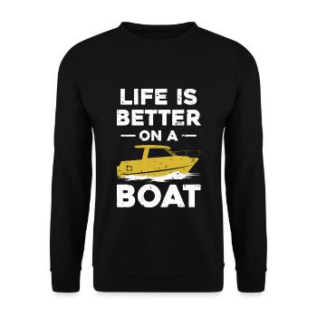 Life Is Better On A Boat - Unisex Sweatshirt - black - Front - Alina (178cm) & Michal (187cm)