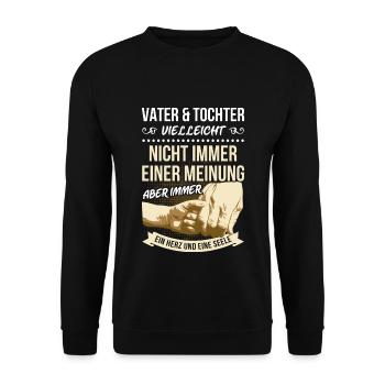 Vater & Tochter - Ein Herz und eine Seele - Unisex Pullover - Schwarz - Vorne - Alina (178cm) & Michal (187cm)