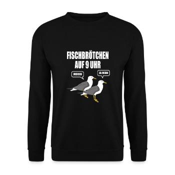 Möwe Fischbrötchen Moin Angeln Hamburg Nordsee See - Unisex Pullover - Schwarz - Vorne - Alina (178cm) & Michal (187cm)