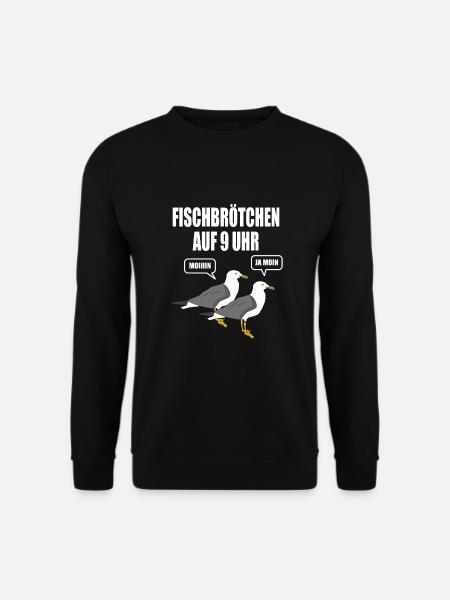 Möwe Fischbrötchen Moin Angeln Hamburg Nordsee See - Unisex Pullover - Schwarz
