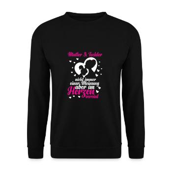 Mutter und Tochter im Herzen vereint - Unisex Pullover - Schwarz - Vorne - Alina (178cm) & Michal (187cm)