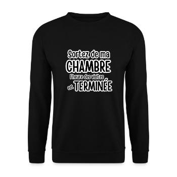 sortez de ma chambre - Sweat-shirt Unisexe - noir - Devant - Alina (178cm) & Michal (187cm)