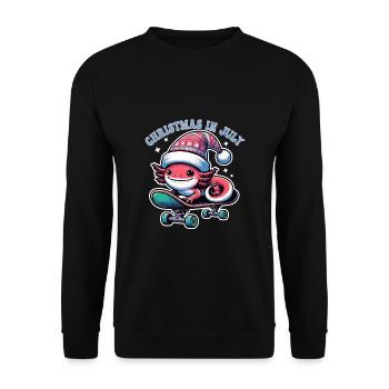 Art Christmas in July Axolotl on Skateboard - Unisex Sweatshirt - black - Front - Alina (178cm) & Michal (187cm)