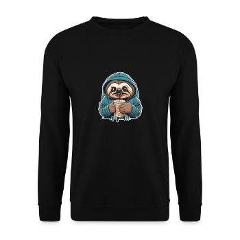 Sloth Coffee Morning Grouch Sloth - Unisex Sweatshirt - black - Front - Alina (178cm) & Michal (187cm)