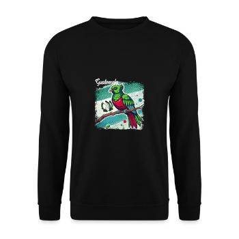 Tropische Wildtierkunst Farbenfroher Quetzal Vogel - Unisex Pullover - Schwarz - Vorne - Alina (178cm) & Michal (187cm)