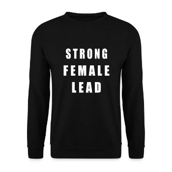 strong women lead - Unisex Pullover - Schwarz - Vorne - Alina (178cm) & Michal (187cm)