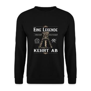 Kumpel Legende Bergbau Abkehr Rente - Unisex Pullover - Schwarz - Vorne - Alina (178cm) & Michal (187cm)