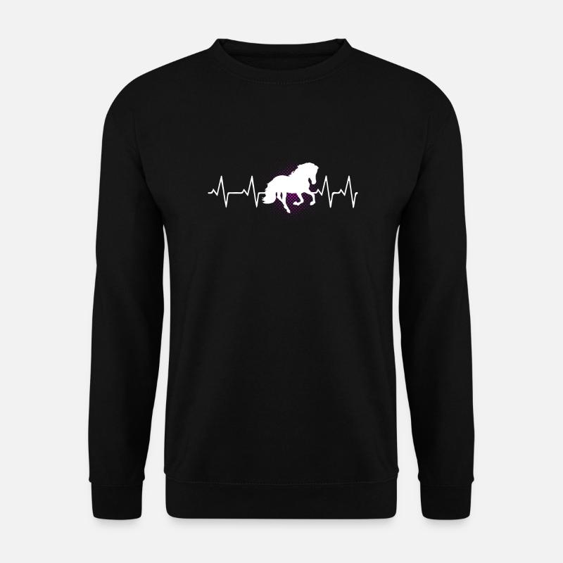 Pferde Tshirt Damen Geschenk Pferdemotiv Heartbeat - Unisex Pullover - Schwarz
