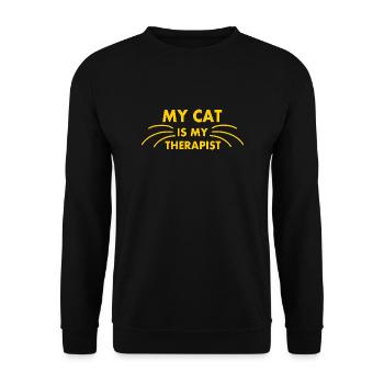 my cat is my therapist - Unisex Sweatshirt - black - Front - Alina (178cm) & Michal (187cm)