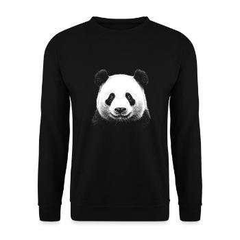 Panda Portrait Pandabär Bär Tier Tiere - Unisex Pullover - Schwarz - Vorne - Alina (178cm) & Michal (187cm)