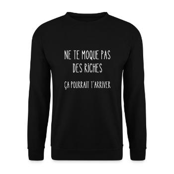 ne te moque pas des riches - Sweat-shirt Unisexe - noir - Devant - Alina (178cm) & Michal (187cm)