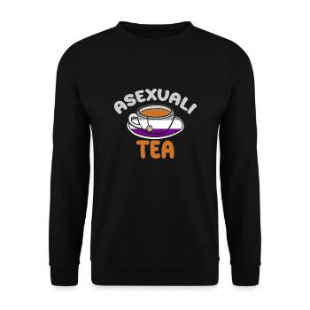 AsexuStyle: Asexuali-tea - Unisex Sweatshirt - black - Front - Alina (178cm) & Michal (187cm)