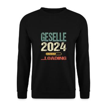 Geselle 2024 Loading Abschluss Prüfung Bestanden - Unisex Pullover - Schwarz - Vorne - Alina (178cm) & Michal (187cm)