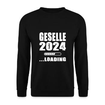 Abschluss Fun Shirt Geselle 2024 Loading Azubi - Unisex Pullover - Schwarz - Vorne - Alina (178cm) & Michal (187cm)