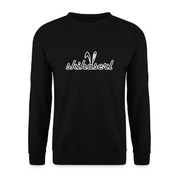 Skihaserl Skihase Skifahren Geschenk Geschenkidee - Unisex Pullover - Schwarz - Vorne - Alina (178cm) & Michal (187cm)