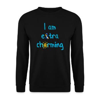 Extra Charming - Down Syndrom Trisonomie 21 - Unisex Pullover - Schwarz - Vorne - Alina (178cm) & Michal (187cm)
