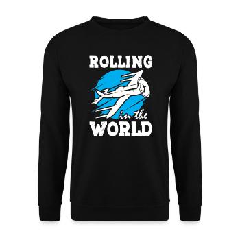 Rolling in the World With Plane - Unisex Pullover - Schwarz - Vorne - Alina (178cm) & Michal (187cm)