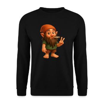 Cooler Kifferzwerg - Cannabis - Marijuana - Weed - Unisex Pullover - Schwarz - Vorne - Alina (178cm) & Michal (187cm)