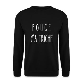pouce y a triche - Sweat-shirt Unisexe - noir - Devant - Alina (178cm) & Michal (187cm)