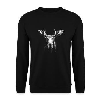Rentier Portrait Elch Tiere Tier Wildtier - Unisex Pullover - Schwarz - Vorne - Alina (178cm) & Michal (187cm)