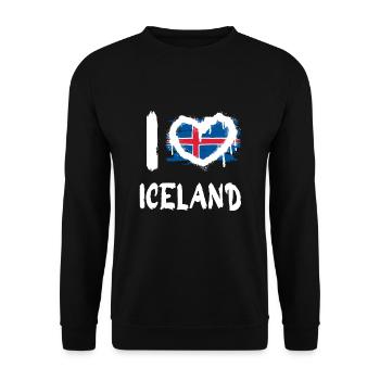 I love Iceland / I love Iceland Country Countries - Unisex Sweatshirt - black - Front - Alina (178cm) & Michal (187cm)