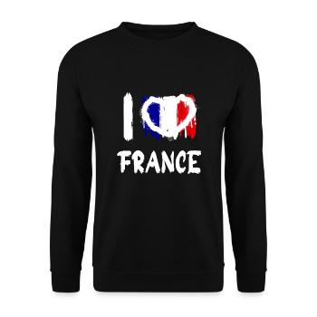 I love France / Ich Liebe Frankreich Land - Unisex Pullover - Schwarz - Vorne - Alina (178cm) & Michal (187cm)