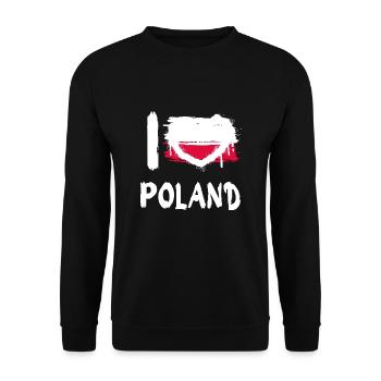 I love Poland / Ich Liebe Polen Land Länder - Unisex Pullover - Schwarz - Vorne - Alina (178cm) & Michal (187cm)