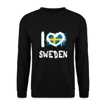 I love Sweden / Ich Liebe Schweden Land Länder - Unisex Pullover - Schwarz - Vorne - Alina (178cm) & Michal (187cm)