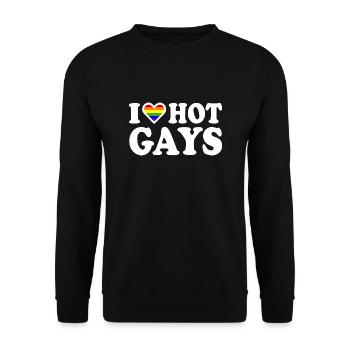 I love hot gays - Unisex Pullover - Schwarz - Vorne - Alina (178cm) & Michal (187cm)