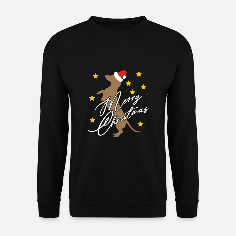 Joyeux Noël avec teckel avec bonnet de Père Noël - Sweat-shirt Unisexe - noir