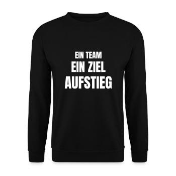 Ein Team, ein Ziel, Aufstieg. - Unisex Pullover - Schwarz - Vorne - Alina (178cm) & Michal (187cm)