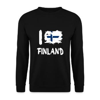 I love Finland / Ich Liebe Finnland Land Länder - Unisex Pullover - Schwarz - Vorne - Alina (178cm) & Michal (187cm)