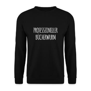 Professioneller Bücherwurm - Unisex Pullover - Schwarz - Vorne - Alina (178cm) & Michal (187cm)