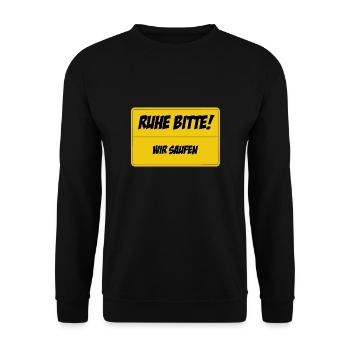 Ruhe bitte wir saufen - Unisex Pullover - Schwarz - Vorne - Alina (178cm) & Michal (187cm)