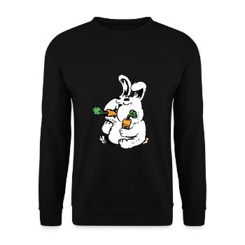 bunny with carrots - Unisex Sweatshirt - black - Front - Alina (178cm) & Michal (187cm)