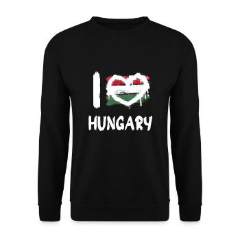 J’aime Hongrie / J’aime Hongrie Pays Pays - Sweat-shirt Unisexe - noir - Devant - Alina (178cm) & Michal (187cm)