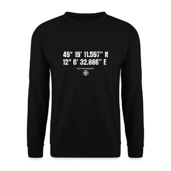Schwandorf Geocacher Geschenk Standort GPS Stadt - Unisex Pullover - Schwarz - Vorne - Alina (178cm) & Michal (187cm)