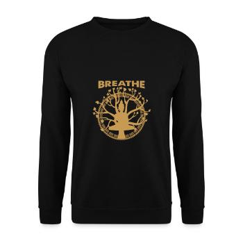 Yoga Sprüche shirt Geschenk Yoganer Yoga Trainer - Unisex Pullover - Schwarz - Vorne - Alina (178cm) & Michal (187cm)