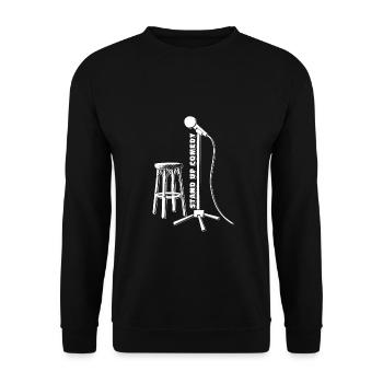 Stand Up Comedy T-Shirt Geschenk Komödiant - Unisex Pullover - Schwarz - Vorne - Alina (178cm) & Michal (187cm)