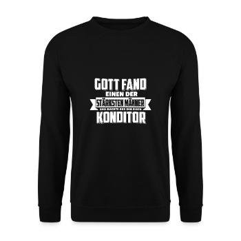 Konditor Konditorei T-Shirt Geschenk Spruch - Unisex Pullover - Schwarz - Vorne - Alina (178cm) & Michal (187cm)