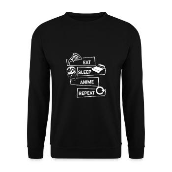 Eat Sleep Anime Repeat T-Shirt Gift - Unisex Sweatshirt - black - Front - Alina (178cm) & Michal (187cm)