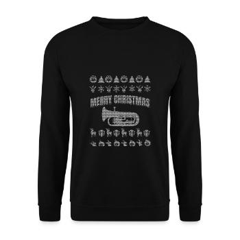 Ugly Christmas shirt tuba player gift idea - Unisex Sweatshirt - black - Front - Alina (178cm) & Michal (187cm)