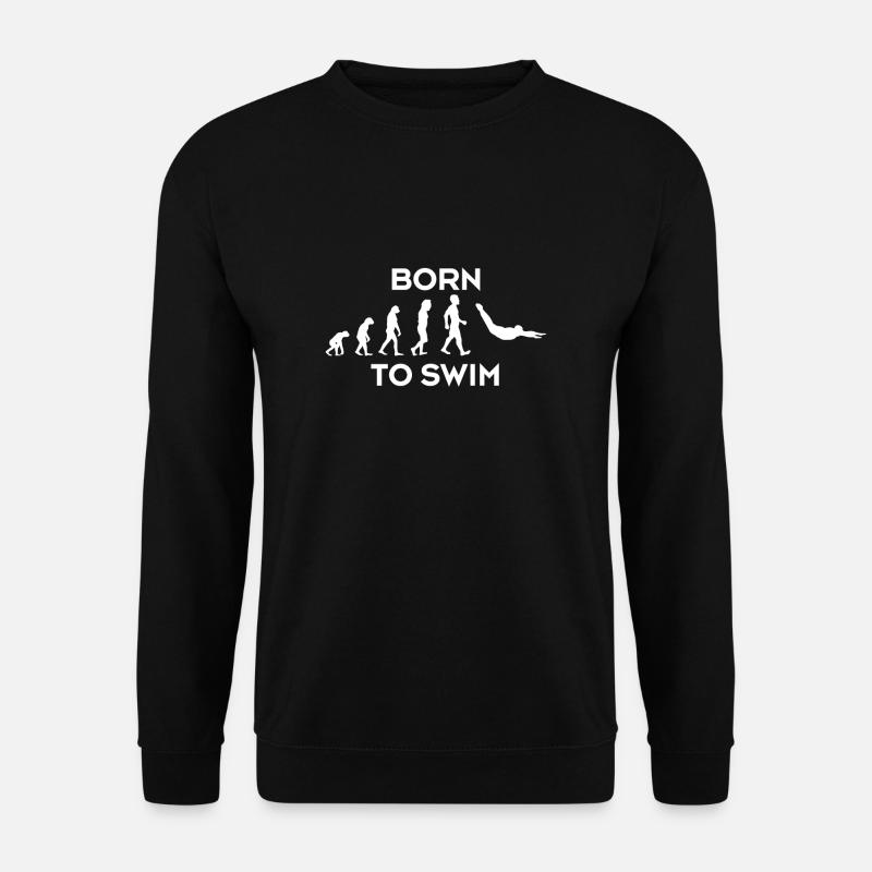 Born To Swim Evolution Schwimmer T-Shirt Geschenk - Unisex Pullover - Schwarz