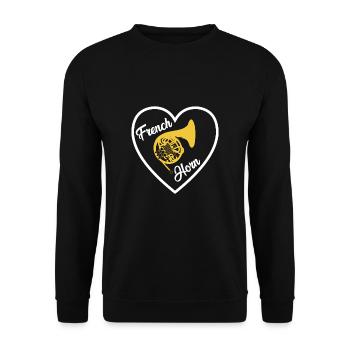 French Horn Lover T-Shirt Horn player - Unisex Sweatshirt - black - Front - Alina (178cm) & Michal (187cm)