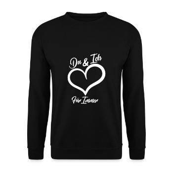 DU & ICH FÜR IMMER Liebespaar Partner Ehe - Unisex Pullover - Schwarz - Vorne - Alina (178cm) & Michal (187cm)