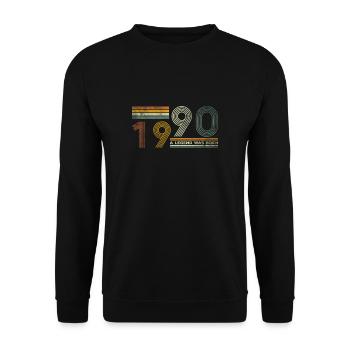 1990 A Legend Was Born 30. Geburtstag - Unisex Pullover - Schwarz - Vorne - Alina (178cm) & Michal (187cm)