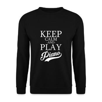 Keep Calm And Play Piano Klavier Spieler - Unisex Pullover - Schwarz - Vorne - Alina (178cm) & Michal (187cm)